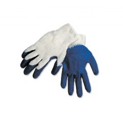 White Cotton/Poly Gloves, Textured Latex Palm, XL, 12 Pack