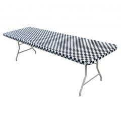 Kwik Covers 6' Rectangle Black/White Checkered Table Cover